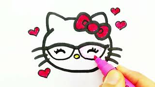 Cute Hello Kitty Face Drawing, Step by Step