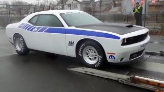 Drag Pak Challenger off loaded at Papa's Dodge
