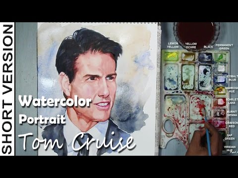 Watercolor Portrait Painting Tom Cruise SHORT VERSION