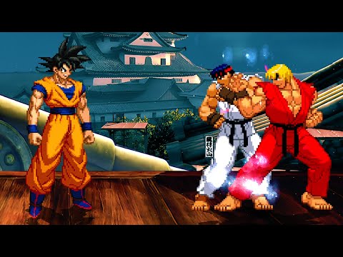 Goku Vs. Ryu Ice and Ken Burn: Fire and Ice duo