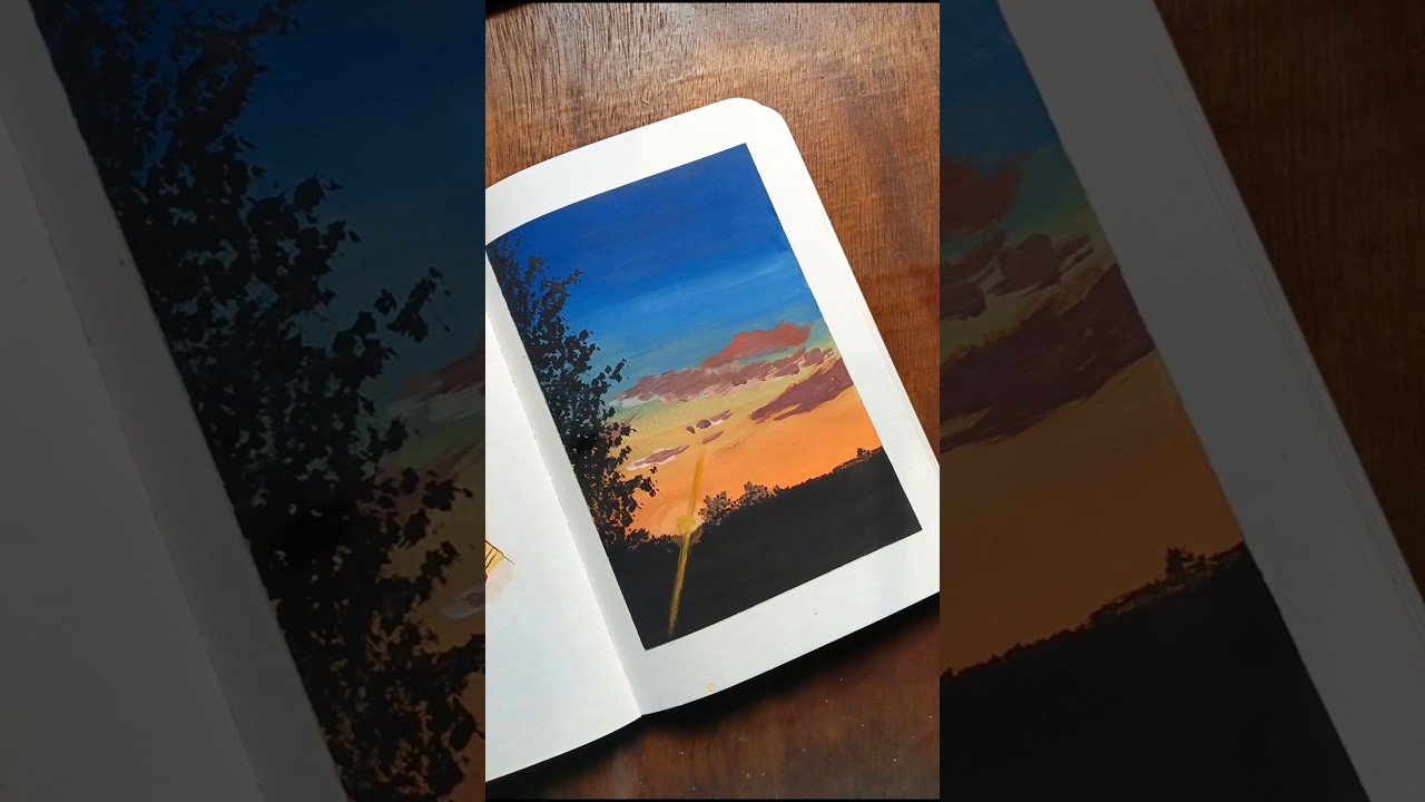 sunset painting 🌇#artshorts #paintwithme #gouache #shorts