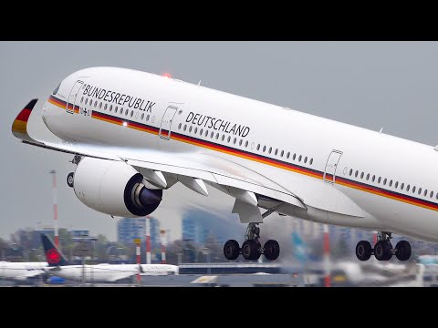 (4K) German Air Force A350-900 Departure | YVR Airport | + Motorcade