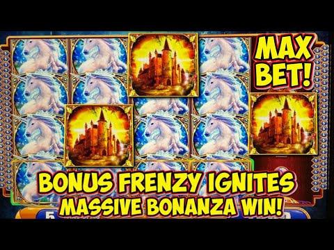 BONUS FRENZY IGNITES MASSIVE BONANZA WIN on Mystical Unicorn Slot Machine!  WMS Classic MAX BET Live