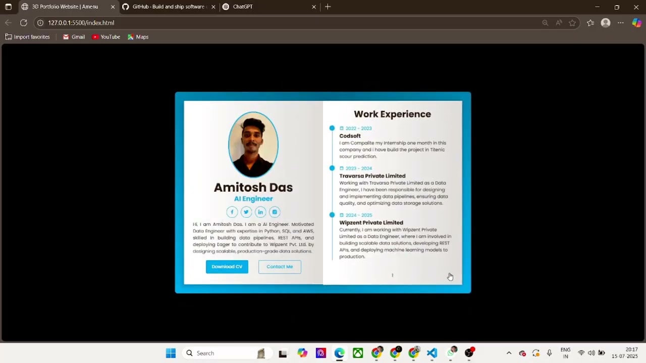 🚀 Portfolio Website | Responsive HTML, CSS & JS | MZCode01 #website #coding #shorts #css #html #js