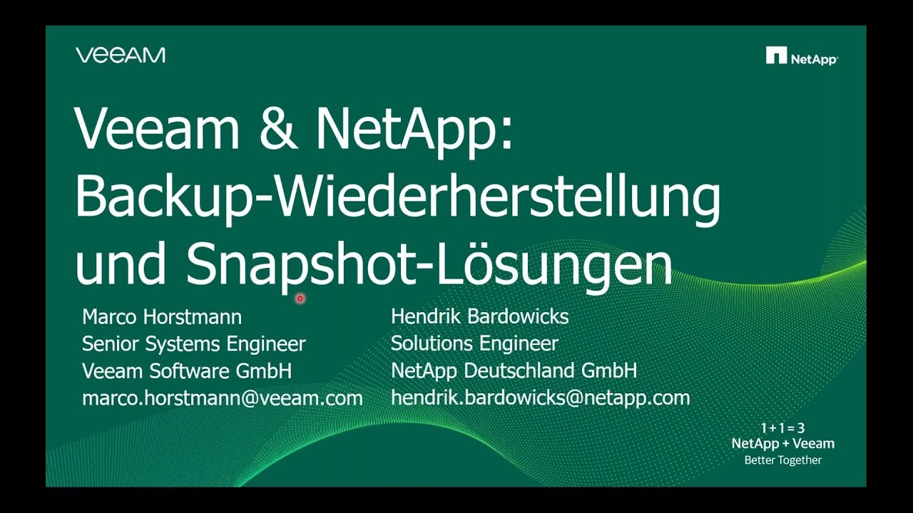 Veeam & NetApp: Backup-Wiederherstellung und Snapshot-Lösungen video