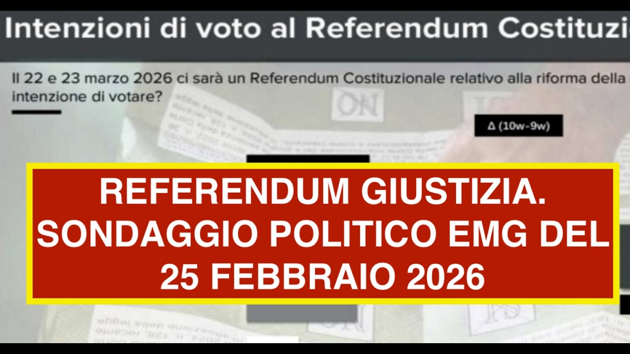 REFERENDUM GIUSTIZIA. SONDAGGIO POLITICO EMG DEL 25 FEBBRAIO 2026