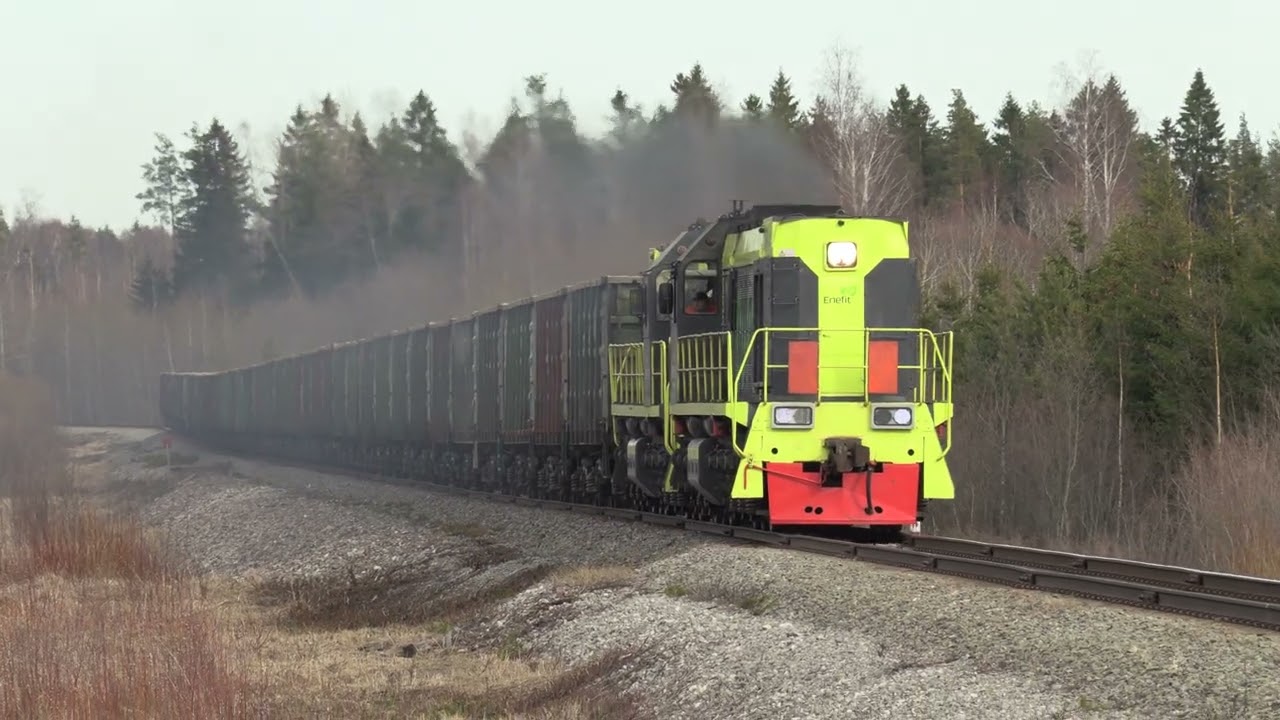 Тепловозы ТЭМ18-202+193 близ ст. Ахтме / TEM18-202+193 near Ahtme station