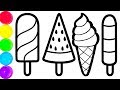 Glitter 4 Ice Creams Coloring And Drawing For Kids Toddlers Кис Кис