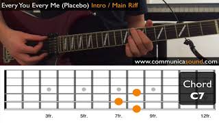 Every You Every Me (Placebo) GUITAR TUTORIAL Intro / Main Riff