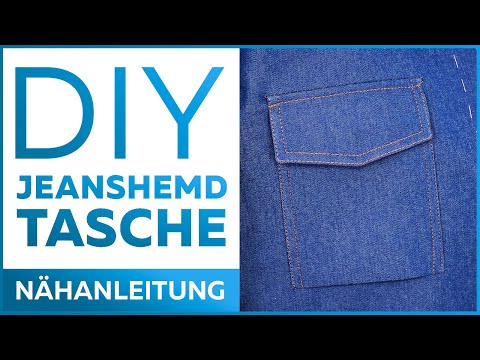 Ein Jeanshemd ohne Schnittmuster. Teil 4. Nähanleitung der aufgesetzten Tasche mit der Patte.