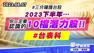 【量子戰情室】#陳武傑 0807 #三分鐘護台股 2023下半年…你一定要認識的10檔潛力股!!#台表科 (圖)