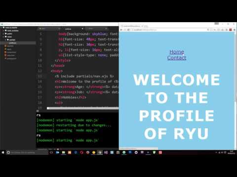 Node JS Tutorial for Beginners 27 Partial Templates