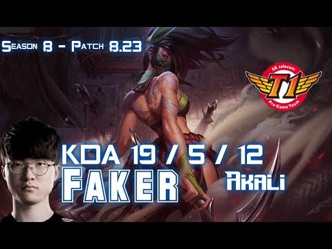 SKT T1 Faker AKALI vs GALIO Mid - Patch 8.23 KR Ranked