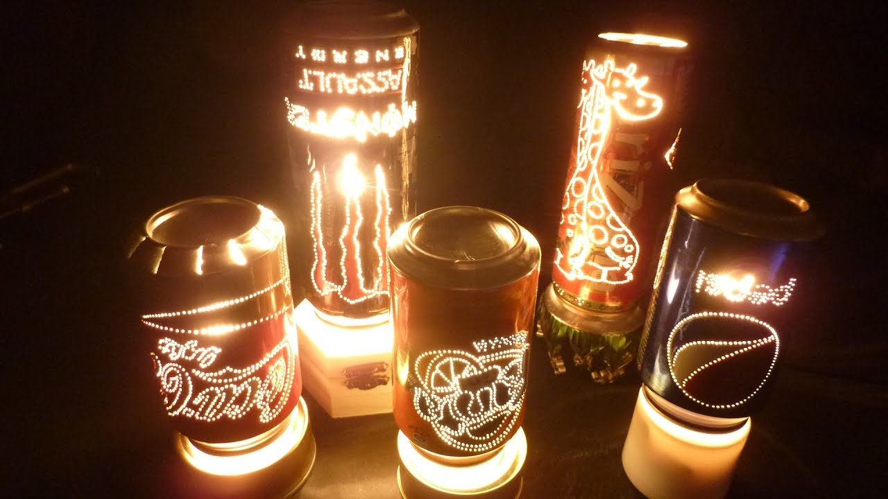 Lámpara Giratoria hecha con Latas de Bebidas / Rotating lamp with Can of Coke