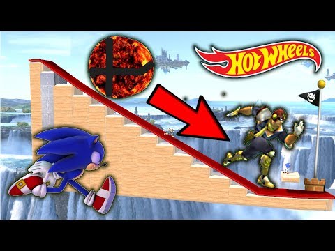 Super Smash Bros. Ultimate - Who Can OUTRUN The FLAMING SMASH BALL On The Hot Wheels Track?