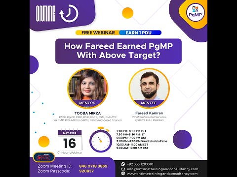 PgMP Success Journey Webinar by Fareed Kamran - May 16 2024