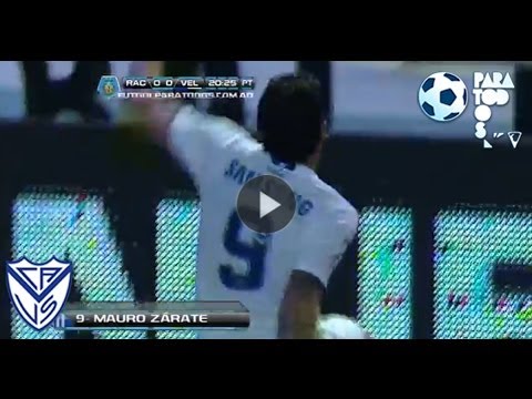 Gol Zárate. Racing 0 Vélez 1. Torneo Inicial 2013. Fecha 12. Fútbol Para Todos.