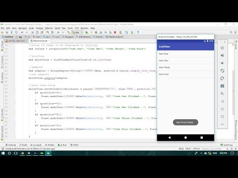 ListView with item click using Kotlin - Android Studio Tutorial
