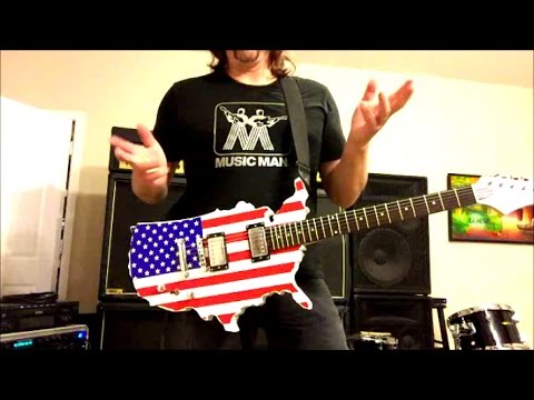 Glen Burton USA Custom Cutout Map/Flag Stars Stripes Red White Blue Electric Guitar Package Gig Bag image 4