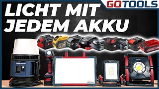 Diese Arbeitsleuchten musst du sehen – Adapter wechseln in 10 Sekunden! GOTOOLS Multi Akku System!