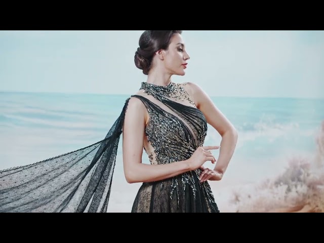 فستان سهره شيفون كتف واحد شك من عند الرقبه الصدر و الخصر