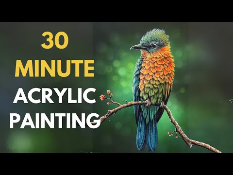 How to PAINT a Tropical Bird in Acrylics | Acrylic Painting for Beginners
