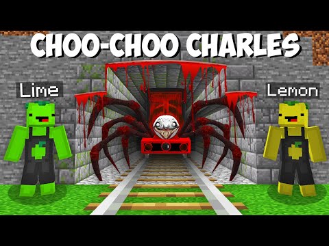Lemon Craft - LEMON and LIME FOUND SCARY TRAIN TUNNEL WITH CHOO-CHOO CHARLES in minecraft ! SCARY TRAIN MOB !