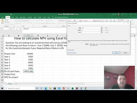 Calculating NPV on a investment or project