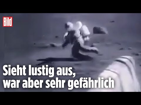 Astronaut stürzt beim Mond-Spaziergang (seltene NASA-Aufnahmen)