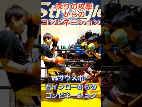 【探りの攻撃からのコンビネーション　VSサウスポーへのインローキック】