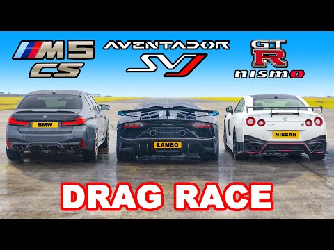 Nissan GT-R NISMO v Aventador SVJ v M5 CS: DRAG RACE
