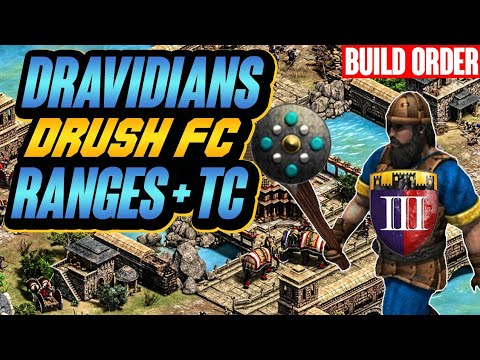 Dravidians Drush FC 2 Ranges + Town center | AoE2 Build Order