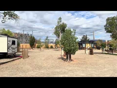 Pan of park from the front of the laundry and showers facility