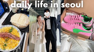 seoul vlog 🌷 tuxedo fitting, new hair, flat udon noodles, chanel bag, pink dyson, spring in seoul 💚