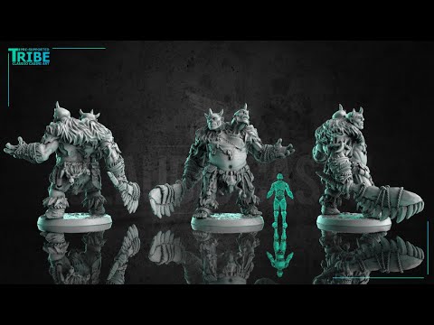 3D print miniatures, ettin monster creature from role play games