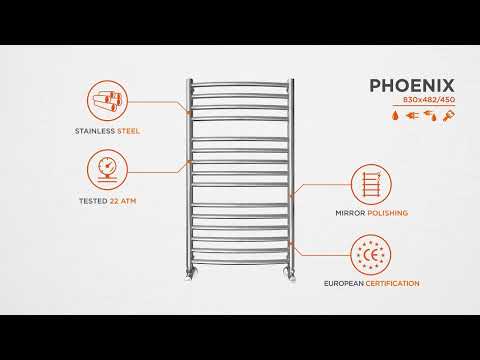 Водяной полотенцесушитель Mario Феникс 1.2.1100.03.P (4820111352449, 830x482, хром/сатин/белый глянец/черный матовый/золото/бронза)