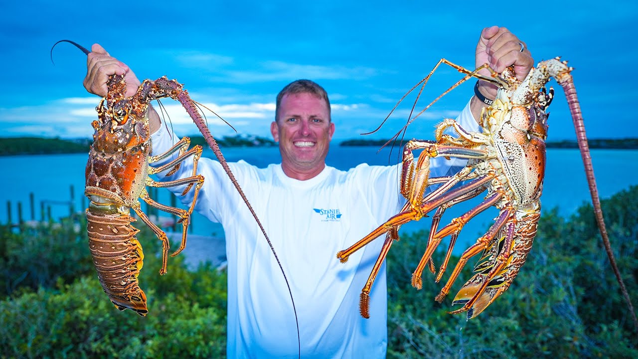 Monster Lobster Catch Clean Cook Home Made Lobster Bisque 2. 0 (Staniel Cay, Bahamas)