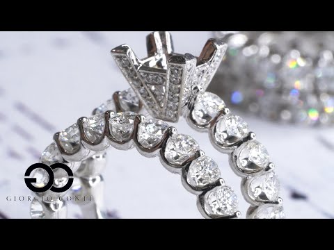 Eiffel Tower Engagement Ring and Wedding Band Set  | Choose Your Setting | Giorgio Conti