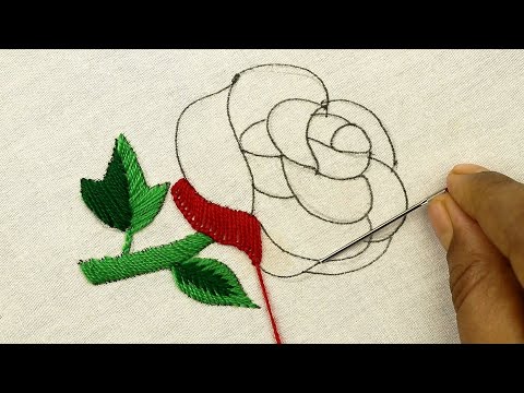 hand embroidery rose - amazing hand embroidery designs of a beautiful rose flower