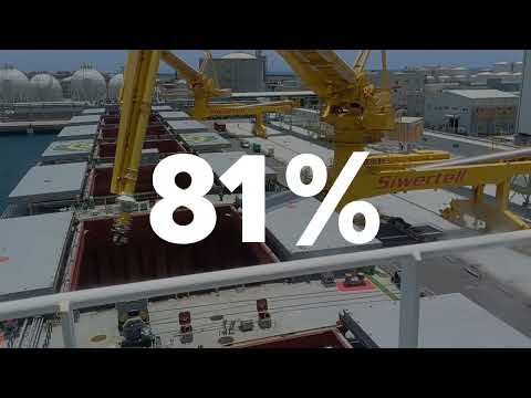 Siwertell continuously ship unloader handling salt