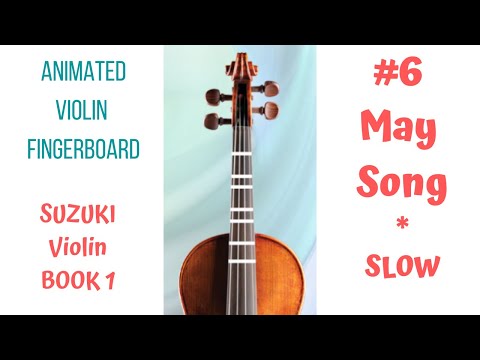 🌼MAY SONG🎻Suzuki Violin Book 1|Song 6 | SLOW tempo|LIVE Violin tutorial |Animated Violin FINGERBOARD