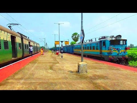 Coal filled Freight train with WAG 7 Chasing EMU passenger train