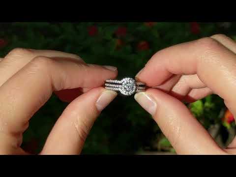 Round Halo Engagement Ring and Ring Guard Set - TB-SET-0003 - TwoBirch