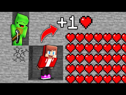 Mikey and JJ: Hearts Multiplier Speedrunner vs Hunter in Minecraft (Maizen)