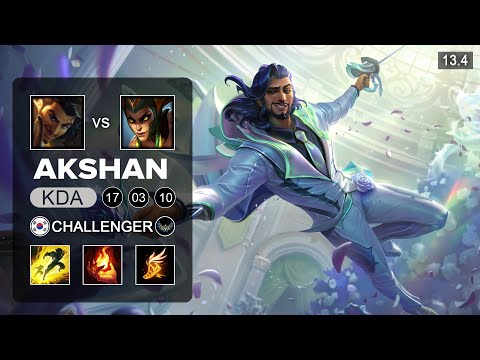 Akshan vs Cassiopeia Mid  - KR Challenger - Patch 13.4 Season 13
