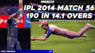 190 to Chase in 14.1 Overs for MI to Qualify - IPL 2014 MI vs RR - Cricket 19 Scenario Sunday