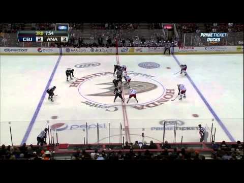 Derick Brassard goal Feb 18 2013 Columbus Blue Jackets vs Anaheim Ducks NHL Hockey