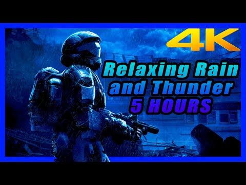 Halo 3 ODST 4K Sad Music Theme with Rain and Thunder 5 HOURS