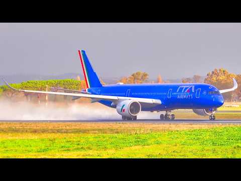 30 MINS PLANE SPOTTING at ROME FIUMICINO Airport FCO | 4K | Close Up Aircraft Landings & Takeoffs!