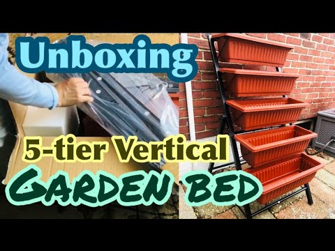 Homdox 5-Tier Elevated Garden Bed- Freestanding Vertical Raised Bed for Gardening, 5 Garden Planter Boxes and 5 Hooks, Perfect to Grow Vegetables Herbs Flowers Indoor(Brick Red) video review thumbnail